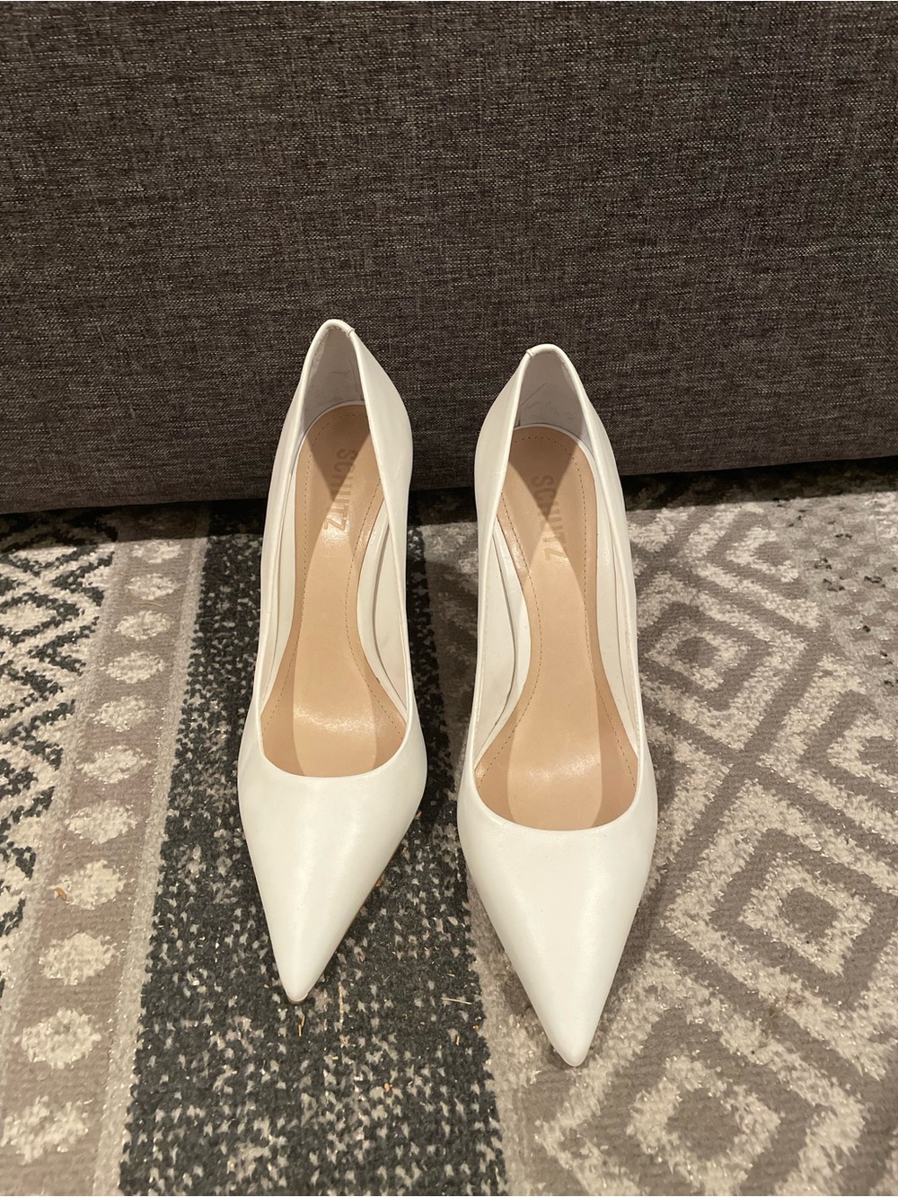 Schutz Classic Women's White Pointed-Toe Pumps